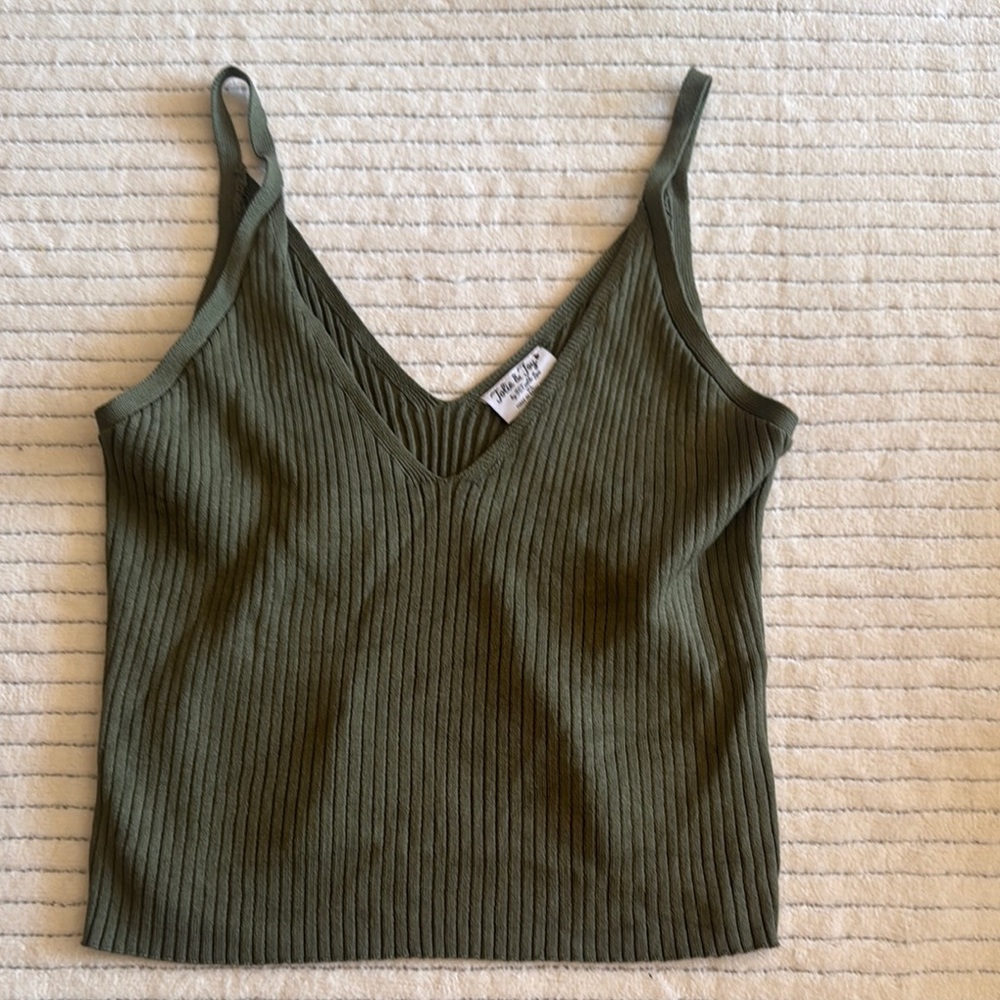 Olive Green Ribbed Tank Top